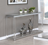 Coaster Anne Sofa Table with Lower Shelf Chrome and Clear Model 720749